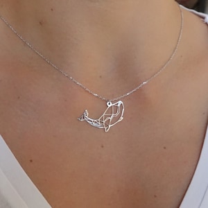 Origami Wal Halskette - Silber Halskette - 925 Sterling Silber