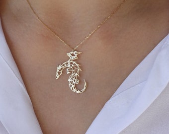 Silver Dragon Necklace- Origami Jewelry Women - Gold - Rose Gold Necklace