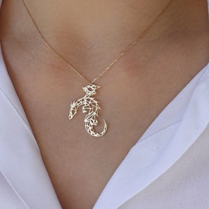 Silver Dragon Necklace- Origami Jewelry Women - Gold - Rose Gold Necklace