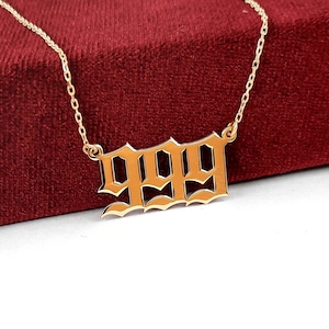999 Nummer Halskette, Sterling Silber Nummer Halskette, Engel Halskette, Gold, Rose Gold über Kette
