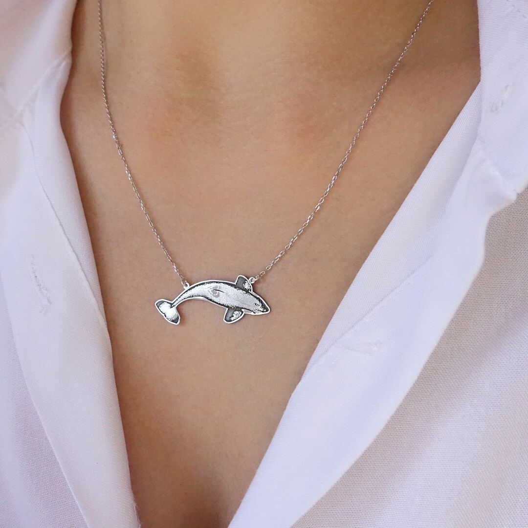 Orca Whale Necklace Women Ocean Whale Necklace Silver Whale Etsy