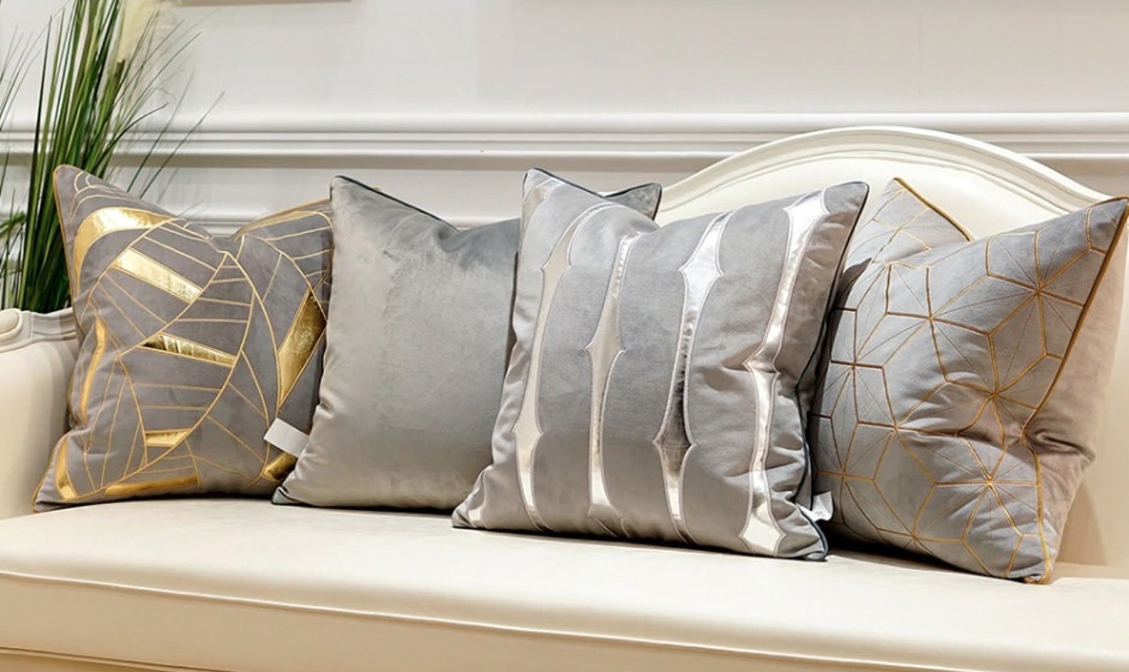 Royal Grey Golden Cushion Cover Luxury Design Cushion Cover Etsy