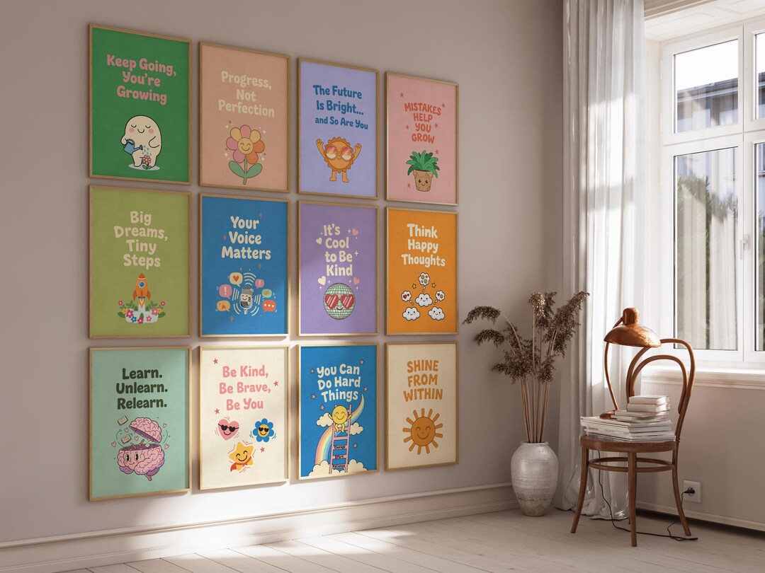 Retro Classroom Printable Set - Growth Mindset & SEL Posters for Kids ...