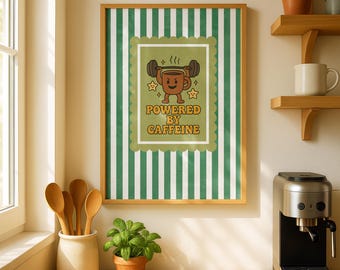 Coffee Corner Printable Wall Art, Home Office Poster, Funky Dopamine Decor for Kitchen and Coffee Shop, Digital Download Print