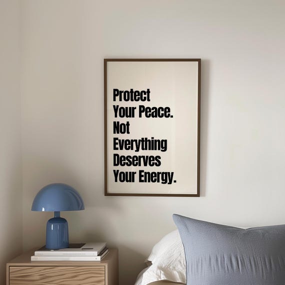 Protect Your Peace Poster: Minimalist Black and White Motivational
