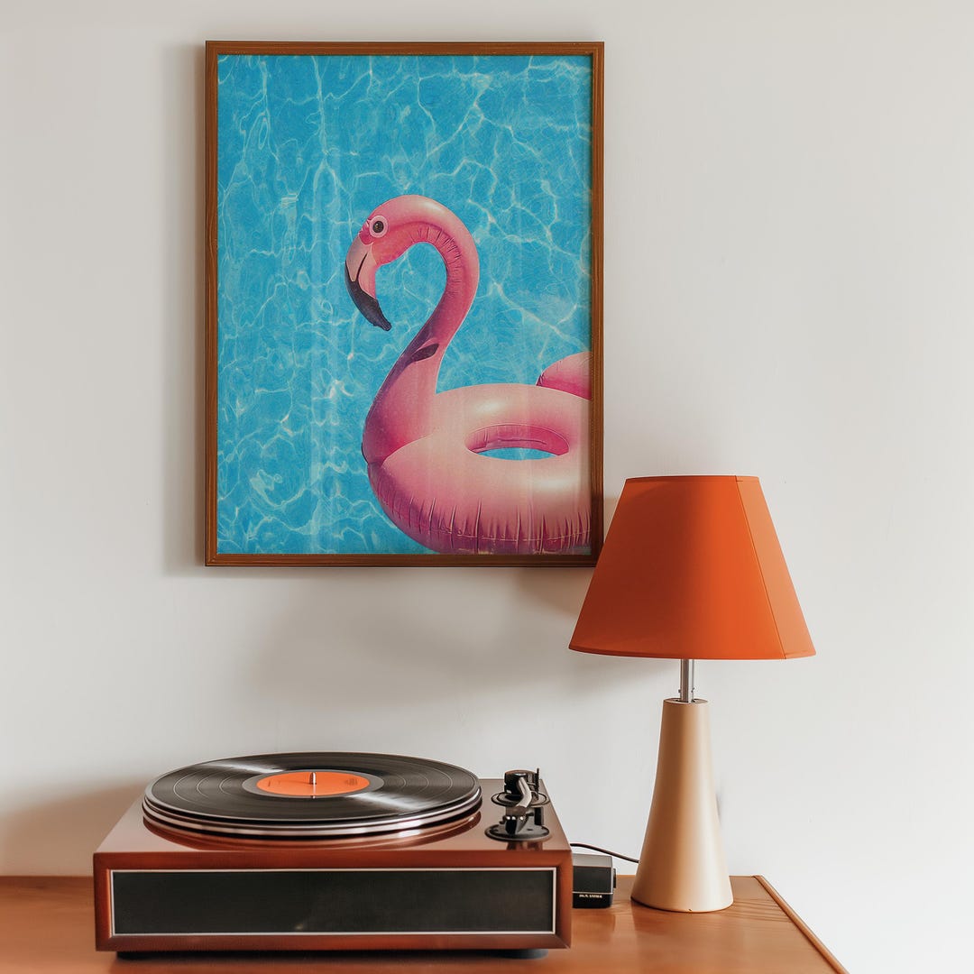 Funky Pool Pink Flamingo Pool Poster, Summer Wall Art, Funky Pool Float Print ...