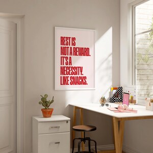 Funny Self Care Poster: Rest is Not a Reward, Mental Health Decor (Digital Download) image 11