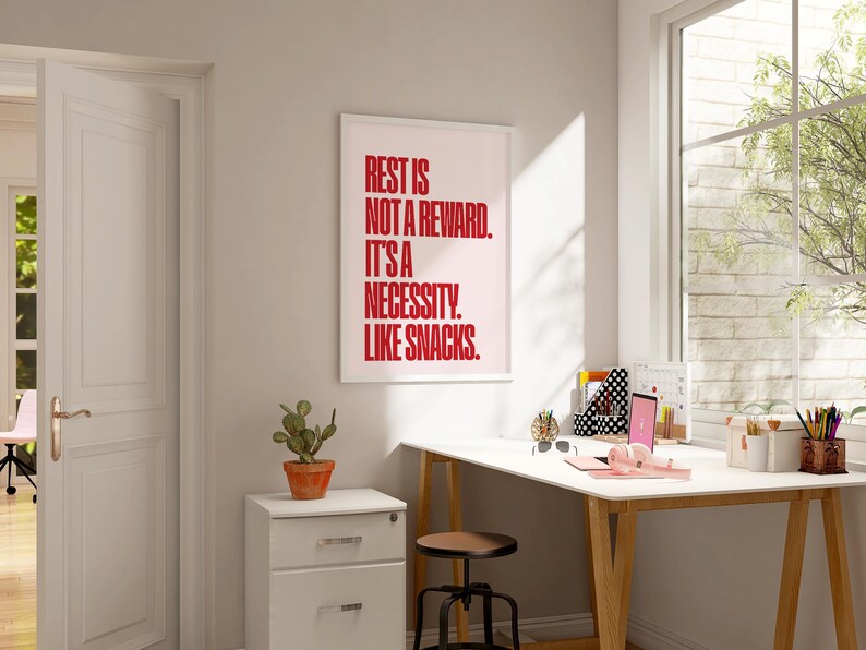 Funny Self Care Poster: Rest is Not a Reward, Mental Health Decor (Digital Download) image 11