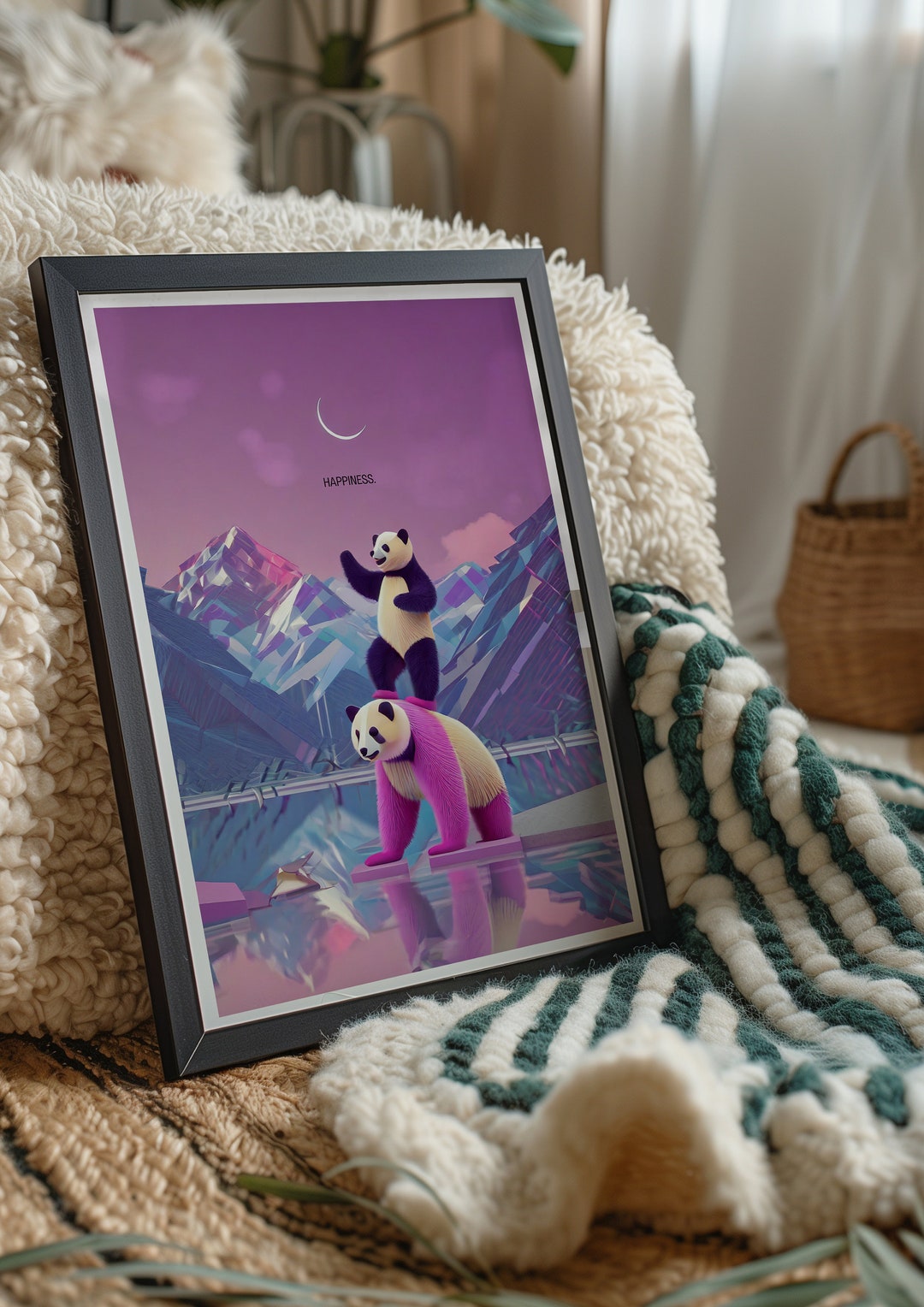 Funky Panda Happiness Print: Groovy Colorful Wall Art (digital Download ...