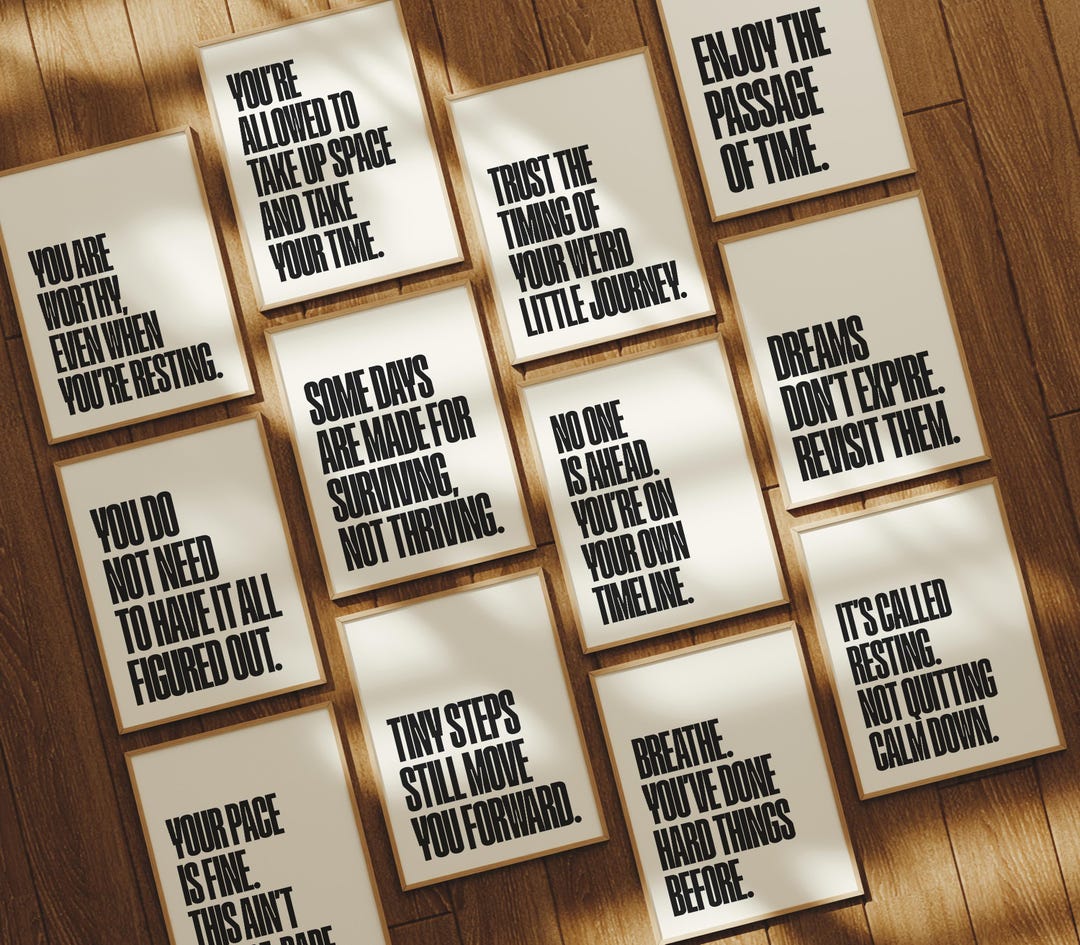 Motivational Quote Poster Set: Black and White Minimalist Affirmations ...