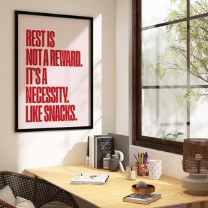Funny Self Care Poster: Rest is Not a Reward, Mental Health Decor (Digital Download) image 9