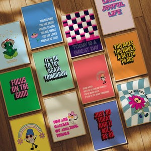Retro Character Print Set: Tween/Teen Motivational Gallery Wall (Digital Download