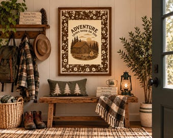 Adventure Wall Art, Camping Cabin Poster, Outdoor Lover Printable, Digital Download for Cabin, Camper, Hiking or Nature Decor