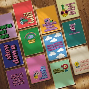 Trendy Motivational Poster Set: Funky Retro Wall Art (Digital Print)