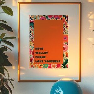 Entry Hall Checklist Poster, Retro Floral Gentle Reminder Wall Art, Maximalist Dopamine Home Decor, Digital Download Print