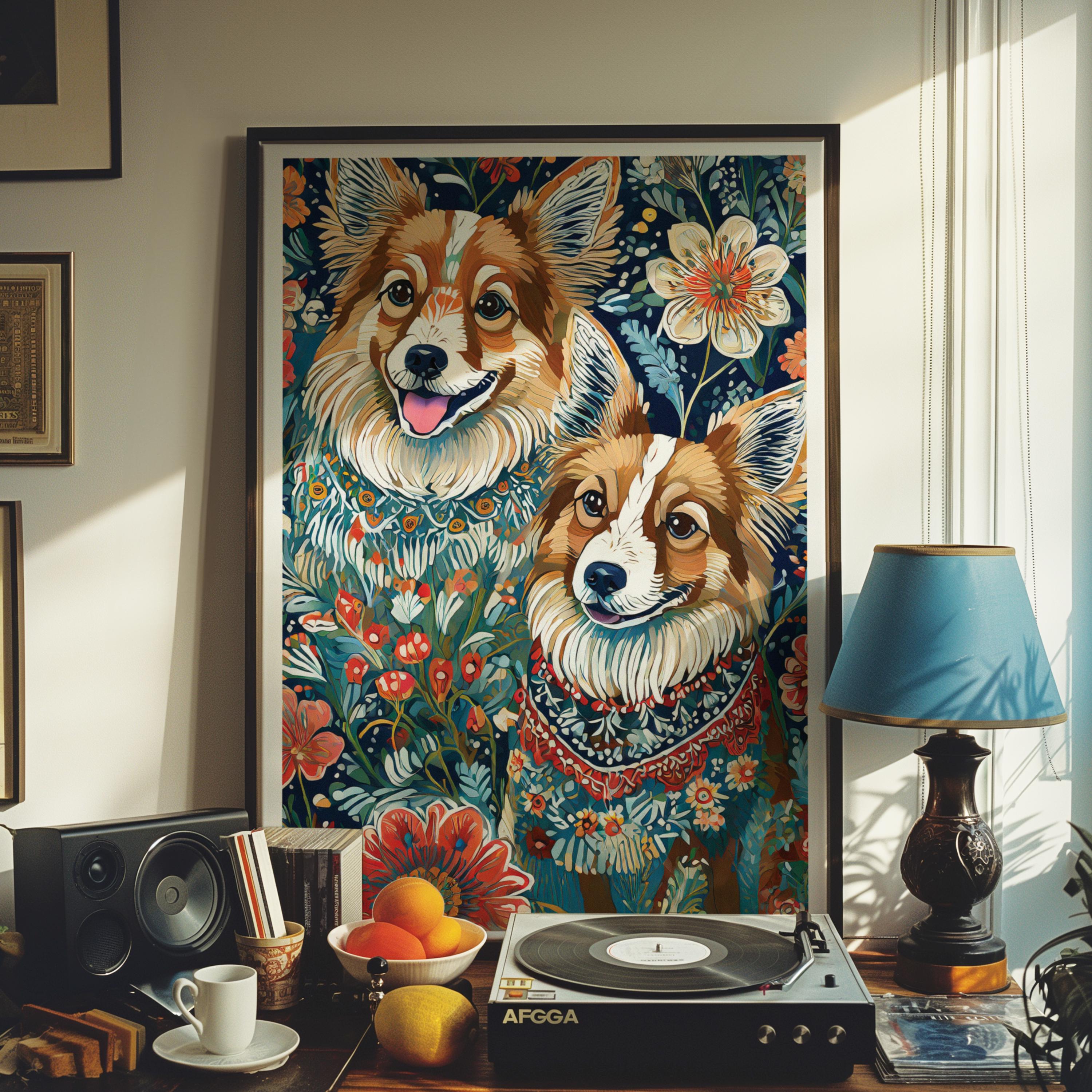 ノルウェーのローズマリング犬のポスター：ファンキーなレトロウォール