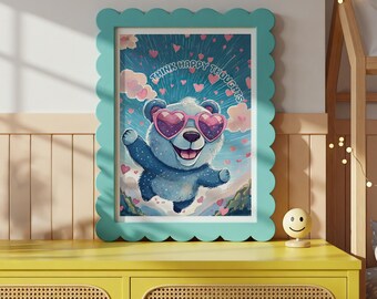 Think Happy Thoughts Bear Print: Funky Kids Room Decor (Digital Download)