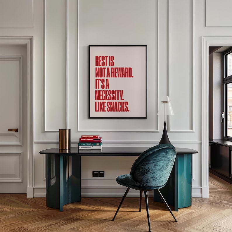 Funny Self Care Poster: Rest is Not a Reward, Mental Health Decor (Digital Download) image 4