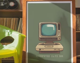 Poster "Retro Computer Says No": arredamento funky per la casa (stampa digitale)
