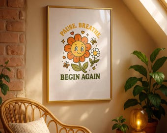 Pause. Atme. Funky Retro Motivational Poster