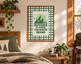 Camping Wall Art, Outdoor Adventure Poster, Mountain Printable, Digital Download for Cabin, Camper, Hiking Lover or Nature Decor