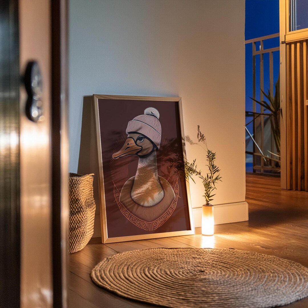 Funky Goose in Beanie Art Print: Trendy Home Decor (digital Download ...
