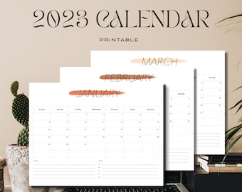 2023 Printable Calendar | Minimalistic Calendar | Printable Calendar | Wall Calendar | Desk Calendar | Monthly Calendar