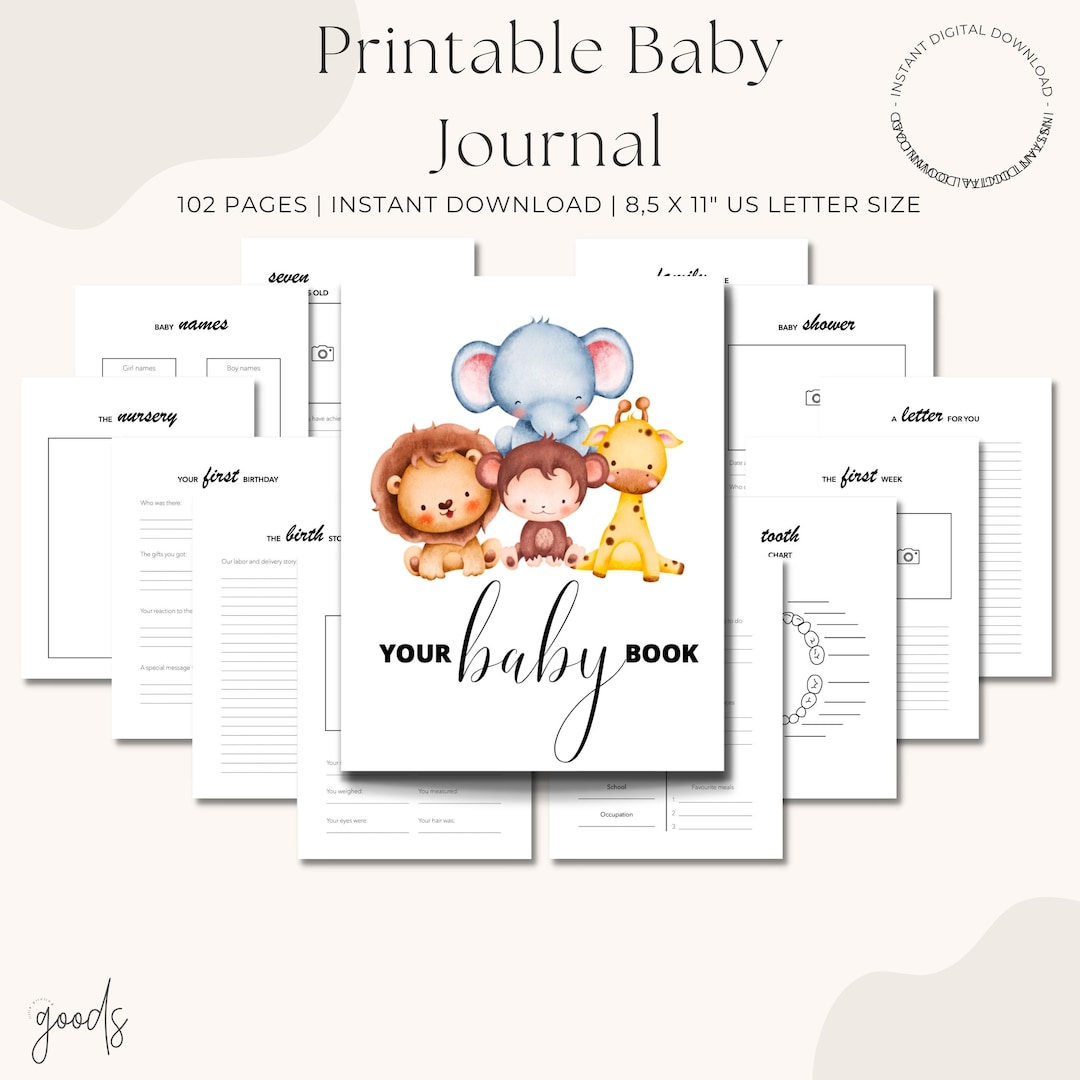 Printable Baby Journal, Pregnancy Journal, Baby Book, Baby Milestones