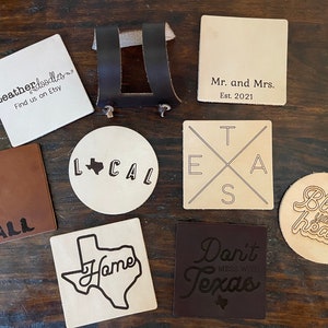 Custom Leather Coasters - Free Personalization