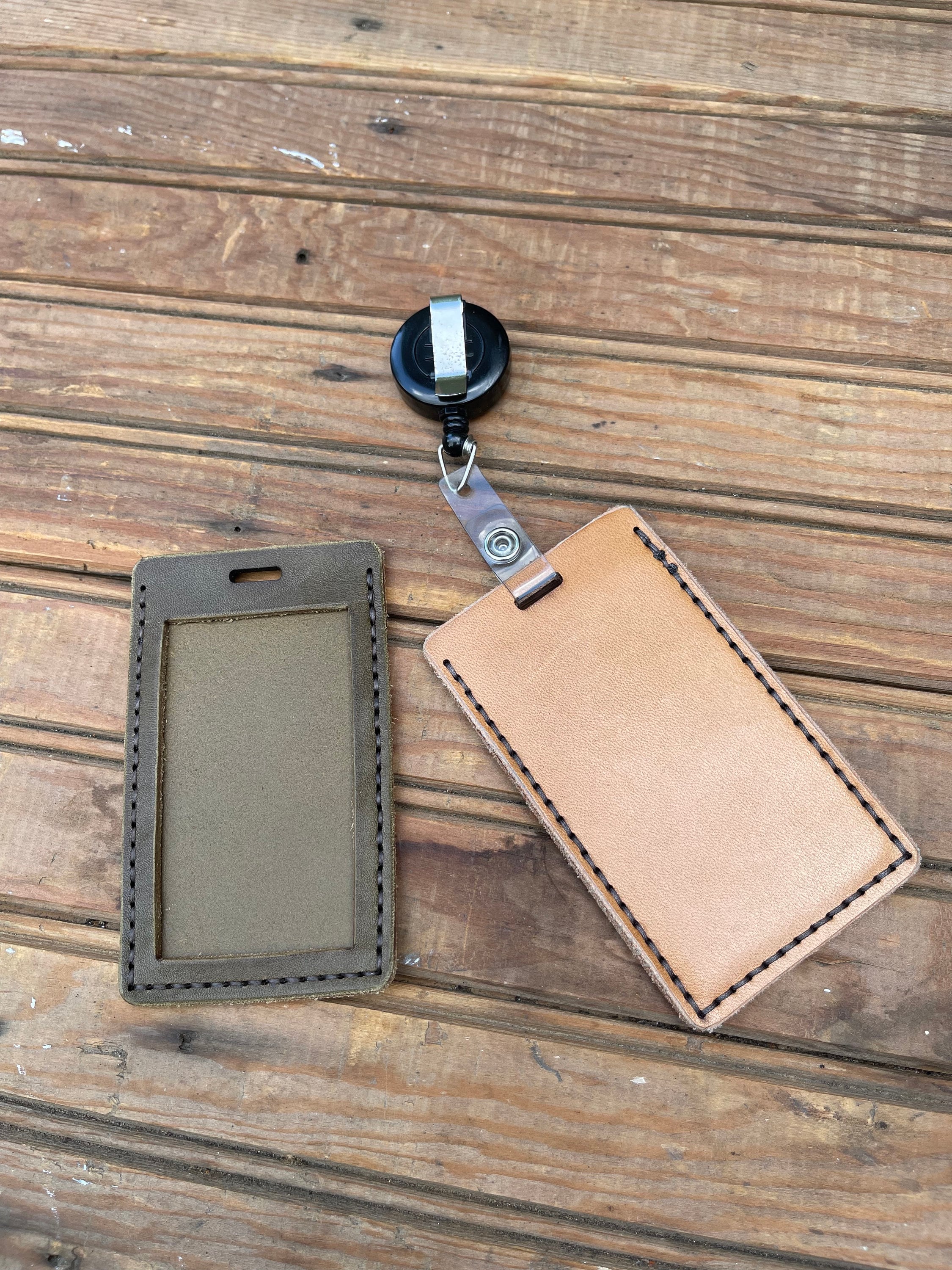 Leather ID Badge Holder Free Monogramming Available Etsy