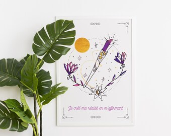 Watercolor Illustration Witchy, magic poster A5, A4, A3, witch poster, magic canva print, Witchcraft poster, esoterism print, wand