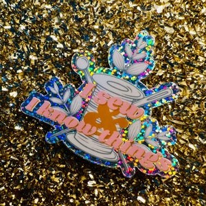 Glitter Sewing Vinyl Sticker - I Sew & I Know Things