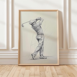 Minimalist Golfer Sketch Art Print | Golf Lover Wall Decor | Digital Golf Art | Modern Golfing Decor
