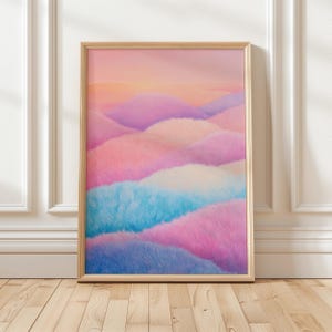 Pastel Landscape Art Print | Cozy Pastel Aesthetic Decor | Dreamy Abstract Digital Wall Art