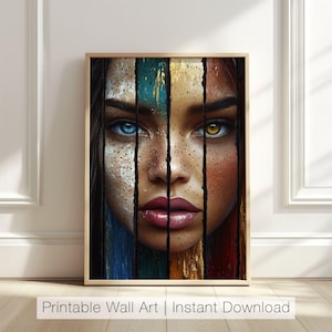 Abstract Woman Portrait Wall Art, Modern Art Print, Colorful Painting, Contemporary Decor, Artistic Printable, Unique Art, Digital Download