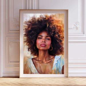 Afro Beauty Digital Wall Art | Black Woman Portrait | Modern Ethnic Art Print | Home Decor | African Woman Art | Female Portrait Print