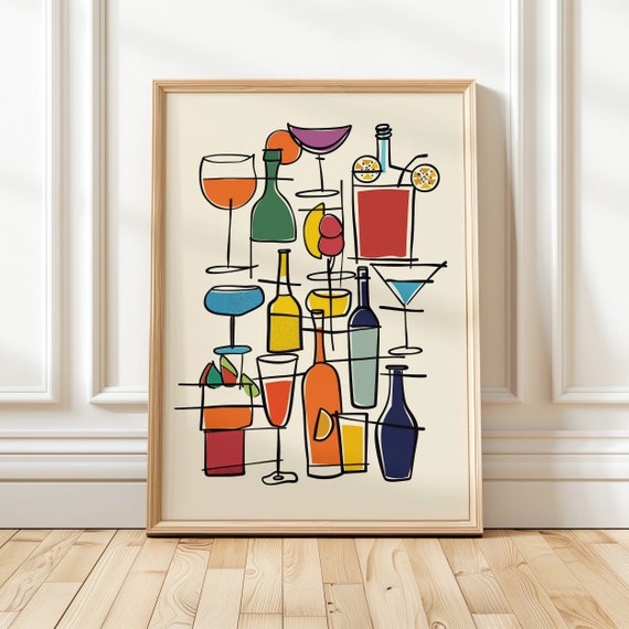Abstract Cocktail Digital Wall Art | Colorful Drink Print | Modern Bar Decor | Contemporary Art | Home Bar Artwork | Unique Alcohol Art
