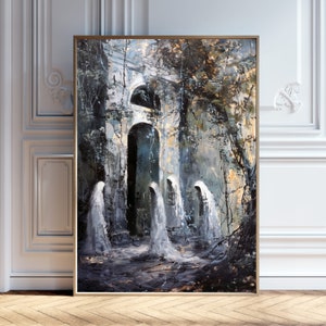 Ghostly Forest Night | Gothic Halloween Wall Art | Dark Haunted Woods Print | Spooky Paranormal Decor | Mystical Eerie Digital Art