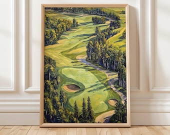 Golf Course Landscape Art Print | Golf Lover Wall Decor | Digital Fairway Art | Golfing Poster Decor
