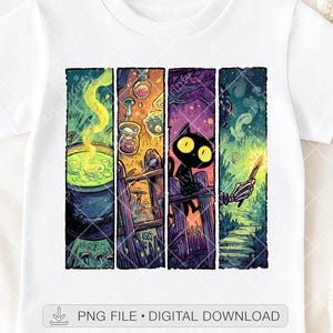 Witch Cat Halloween PNG, Magic Potion Sublimation, Spooky Cauldron DTF Design, Skeleton Png, Cute Witchy Cat, Digital Download