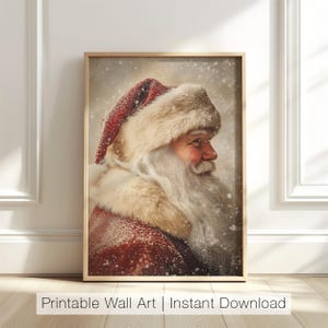 Vintage Santa Claus Wall Art, Winter Christmas Printable, Retro Holiday Decor, Santa Claus Print, Christmas Art, Digital Download