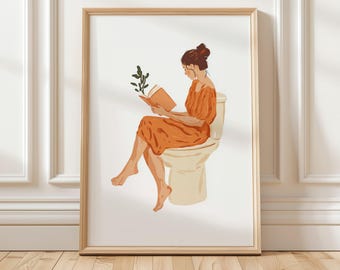 Frau lesen Wandkunst | Buchliebhaber Druck | Entspannende Lesekunst | Moderne minimalistische druckbare | Digitale Kunst für Bücherliebhaber und Home Decor