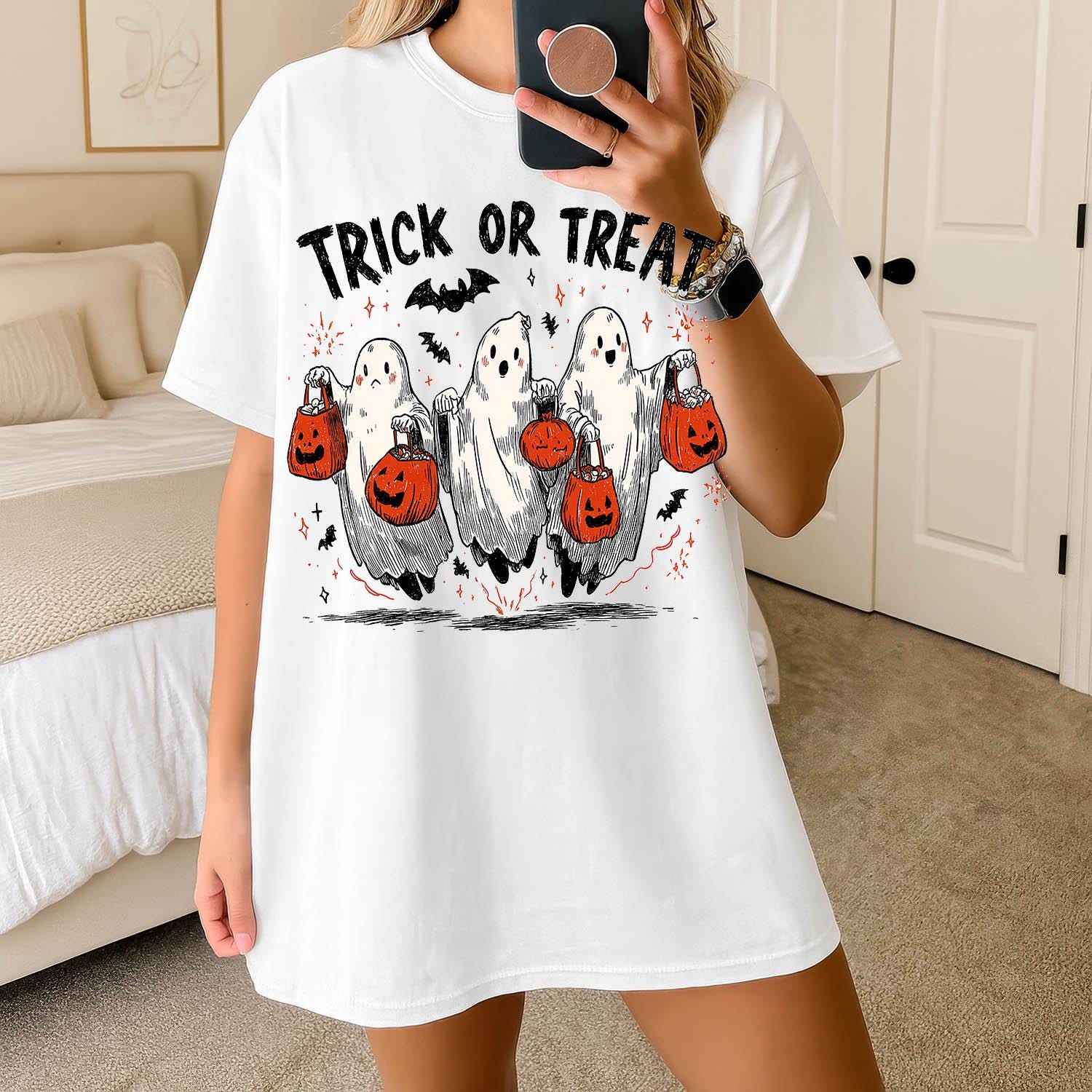 Trick or Treat Ghost PNG, Cute Halloween Ghost Sublimation, Pumpkin ...