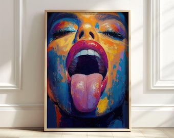 Bold Colorful Abstract Art, Modern Woman Wall Art, Vibrant Pop Art Print, Unique Printable Wall Decor, Female Portrait Digital Download