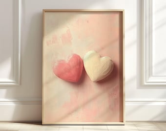 壁掛けアート　ハートシリーズ二枚セット 寝室に飾るカラフルなハートのプリントアート - Two Hearts - Etsy 日本