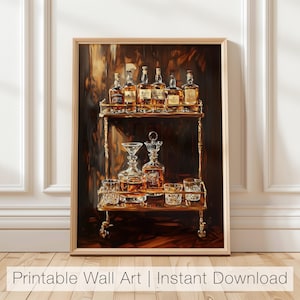 Whisky Bar Warenkorb Kunst, Vintage Cocktail Wandkunst, Bar Wand bedruckbar, Hausbar Dekor, Whisky-Liebhaber, klassische Bar Druck, digitaler Download
