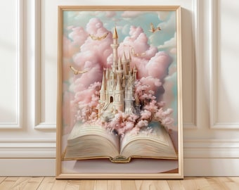 Fairy Tale Castle Art Print | Fantasy Book Lover Decor | Dreamy Magical Wall Art | Whimsical Fantasy Digital Print