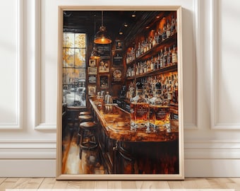Vintage Bar Wall Art, Whiskey Bar Decor, Home Bar Printable, Cocktail Artwork, Bar Cart Wall Art, Drinks Wall Decor, Digital Download