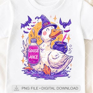 Halloween Witch Goose PNG, Goose Juice Sublimation DTF, Cute Halloween Bird Design, Spooky Goose Png, Trick or Treat, Digital Download