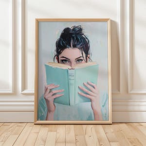 Woman Reading Book Art | Bookish Girl Decor | Cozy Book Lover Print | Reading Nook Print | Digital Wall Art